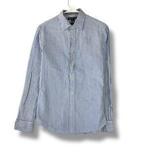 Michael Kors Shirt Mens S Small Blue White Stripe Seersucker Button Down